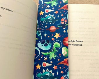Colourful Space Dino themed bookmark / Page Marker. Bookmarks for kids. Gift for Book lovers. Handmade Bookmark. Bookmark. Dino bookmark