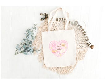 Coffee and Books Tote Bag. Teacher leaving gift tote bag. Shopping tote bag. Canvas Bags