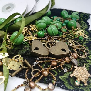 Kreativität Pack grün Vintage Spitze trim Bänder Charms Mixed Media Kreation Bundle Party Dekor Junk Journal Kunst Verschönerung