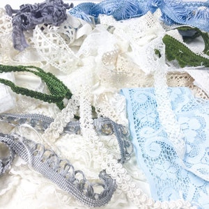 Blue Creative inspiration pack Crema scandinava Vintage Nastri di pizzo antico Pacchetto creazione Decorazione di nozze Journal Art Embellishment