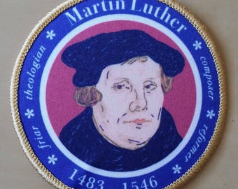 Martin Luther Lutheran monk priest reformation iron on patch for hoodie hat bag