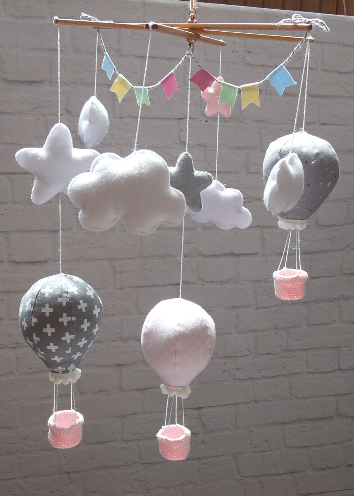 Hot Air Balloon baby mobile Felt mobile Stars Clouds mobile Etsy