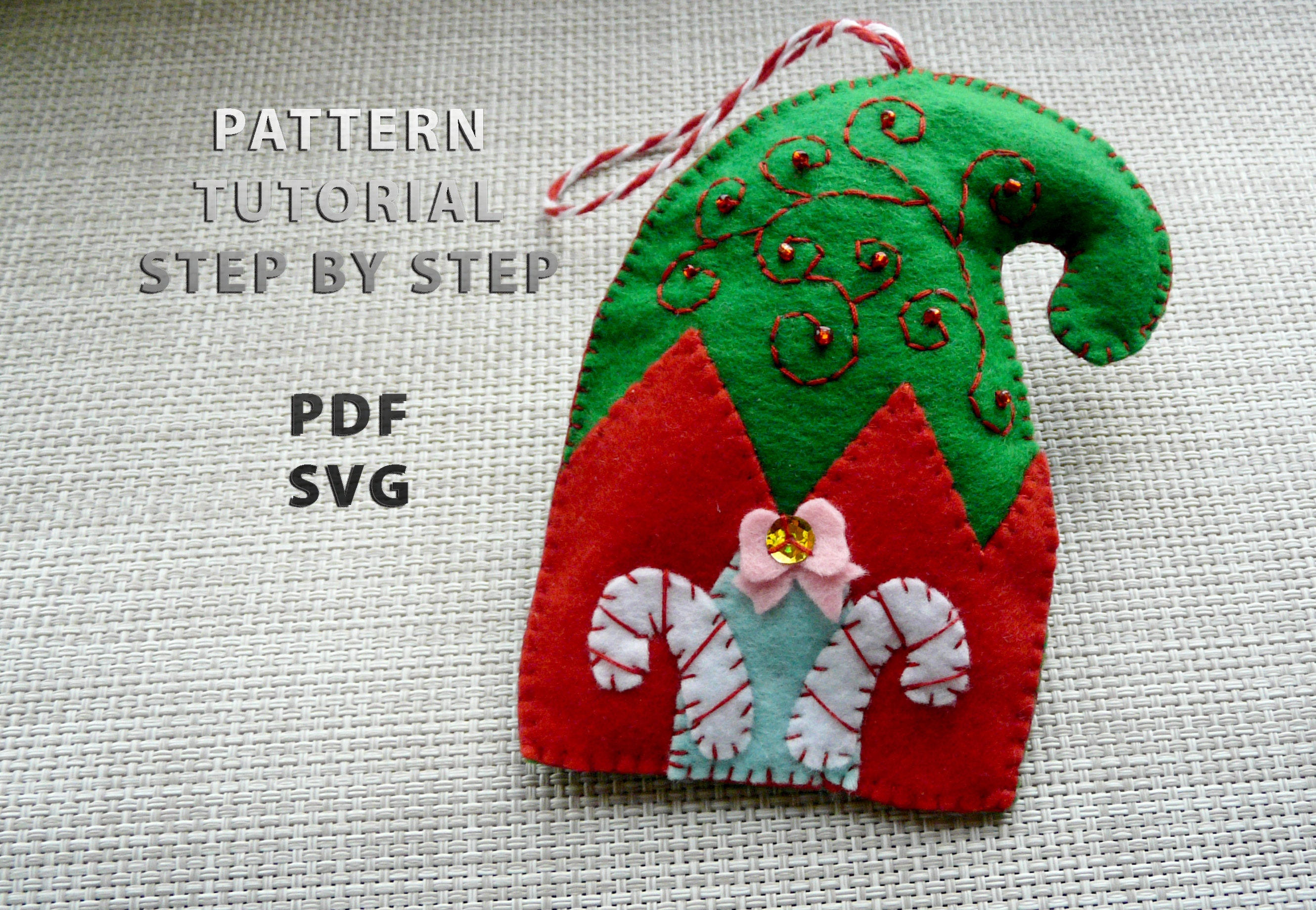 Gnome house tutorial, Handmade Christmas decoration, Felt Sewing Pattern ornaments, Garland Decor Decoration  ornament Tutorial Download