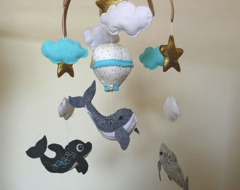 Baloons Blue Boy mobile Cloud Custom mobile Nursery decor Crib Mobile Baby Shower Cot mobile Customized