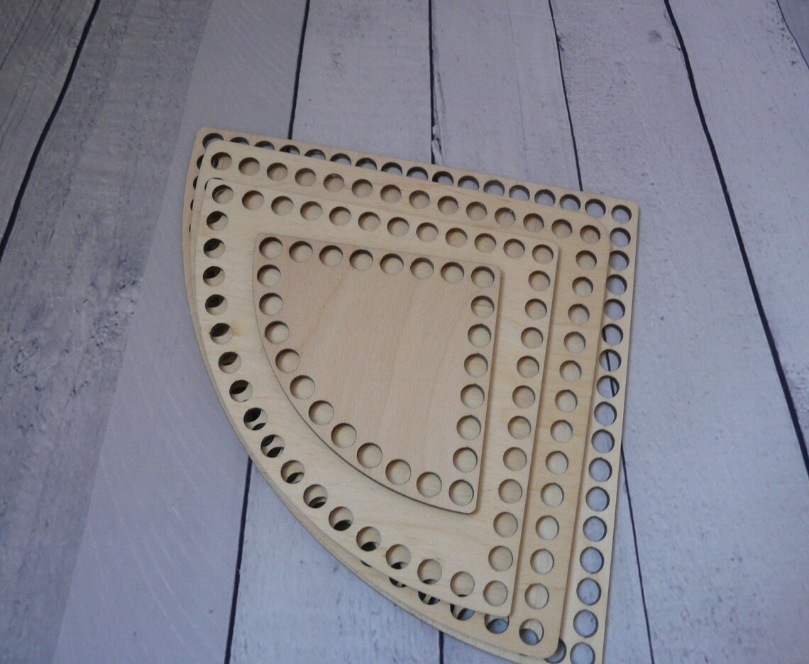 Wood base set of 3 Wooden bottoms Crochet basket Handmade Etsy
