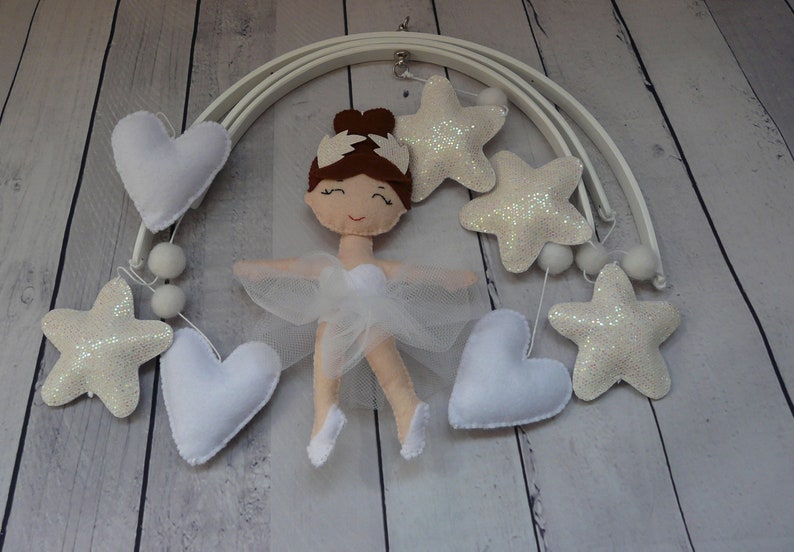 Ballerina Baby Crib Mobile White Felt Mobile Ballet Dancer Etsy