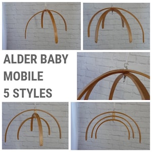 Alder Wooden baby mobile hanger DIY kit baby mobile crib base DIY Natural Wood Arch Baby Mobile Hanger Nurser decor Frame Crib Mobile