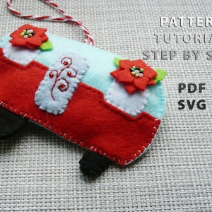 Christmas decorations sewing, Camper Van toy  tutorial, Felt Christmas truck, Sewing Pattern ornaments, PDF Sewing toys, Garland