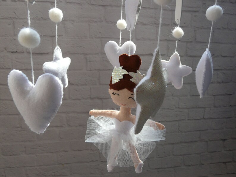 Ballerina Baby Crib Mobile White Felt Mobile Ballet Dancer Etsy