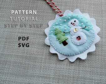 Snowman Felt toy Ornaments Christmas Sewing Pattern ornaments PDF Garland Decor Decoration ornament Tutorial Download Digital Sewing