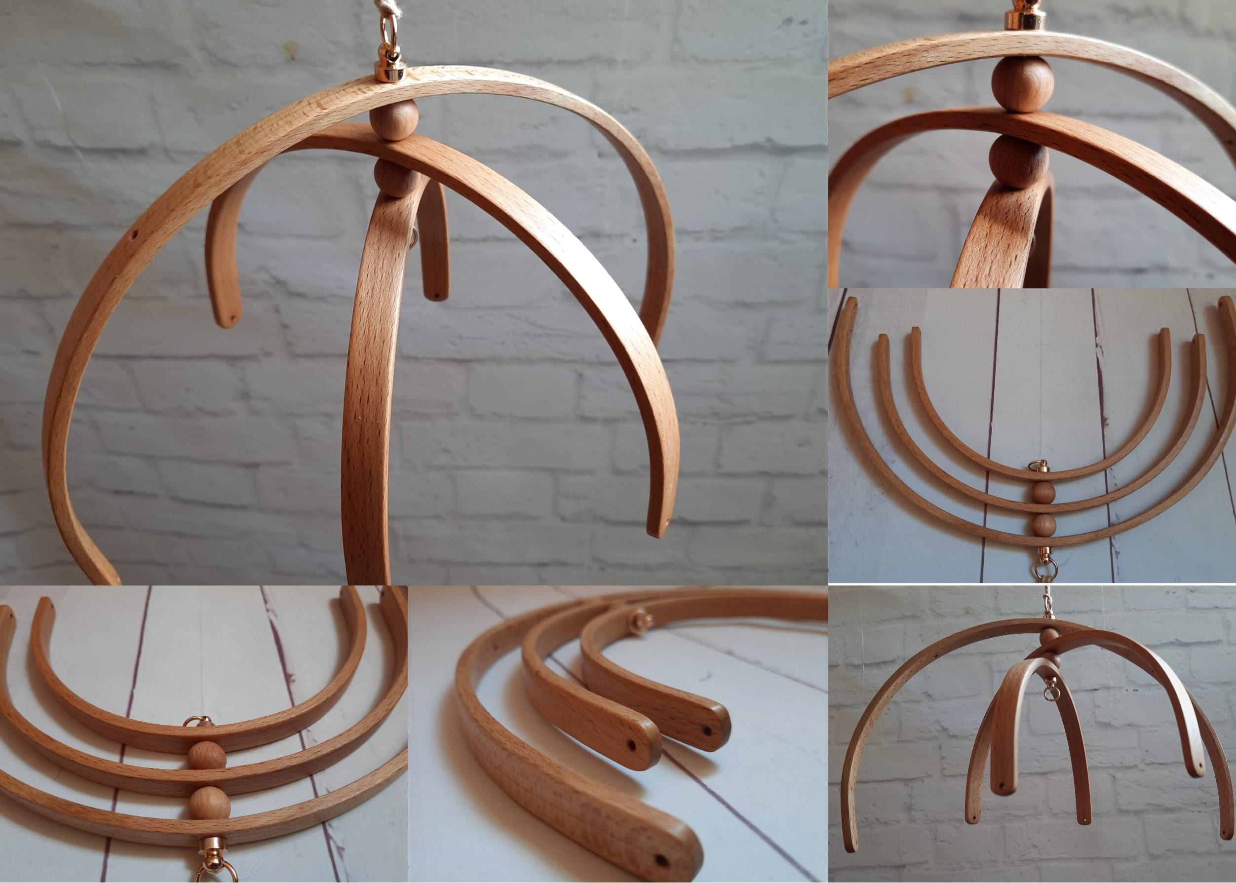 Beech round Baby Wooden mobile Beech Wooden baby mobile hanger DIY kit base DIY Natural Wood Arch Baby Mobile Hanger Nurser decor Frame Crib