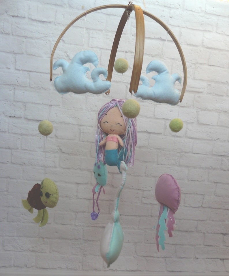Mermaid baby Mobile Felt Handmade Under sea Chibi Mermaid Etsy