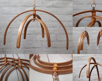 Oak cube Wooden baby mobile hanger DIY kit baby mobile crib base DIY Natural Wood Arch Baby Mobile Hanger Nurser decor Frame Crib Mobile