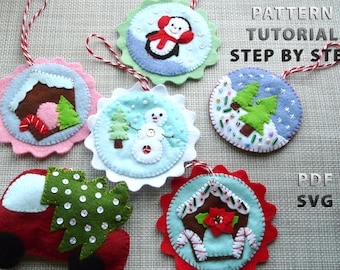 Felt pattern pdf, Sewing Christmas gifts, Felt Ornaments, Make your own Christmas decoration Christmas Sewing Pattern ornaments PDF Garland