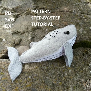 Whale Ocean pattern Felt Sea life PDF Felt Sewing Pattern Easy ornament Decoration Garland Nursery Decor Digital  SVG Adventure Nursery