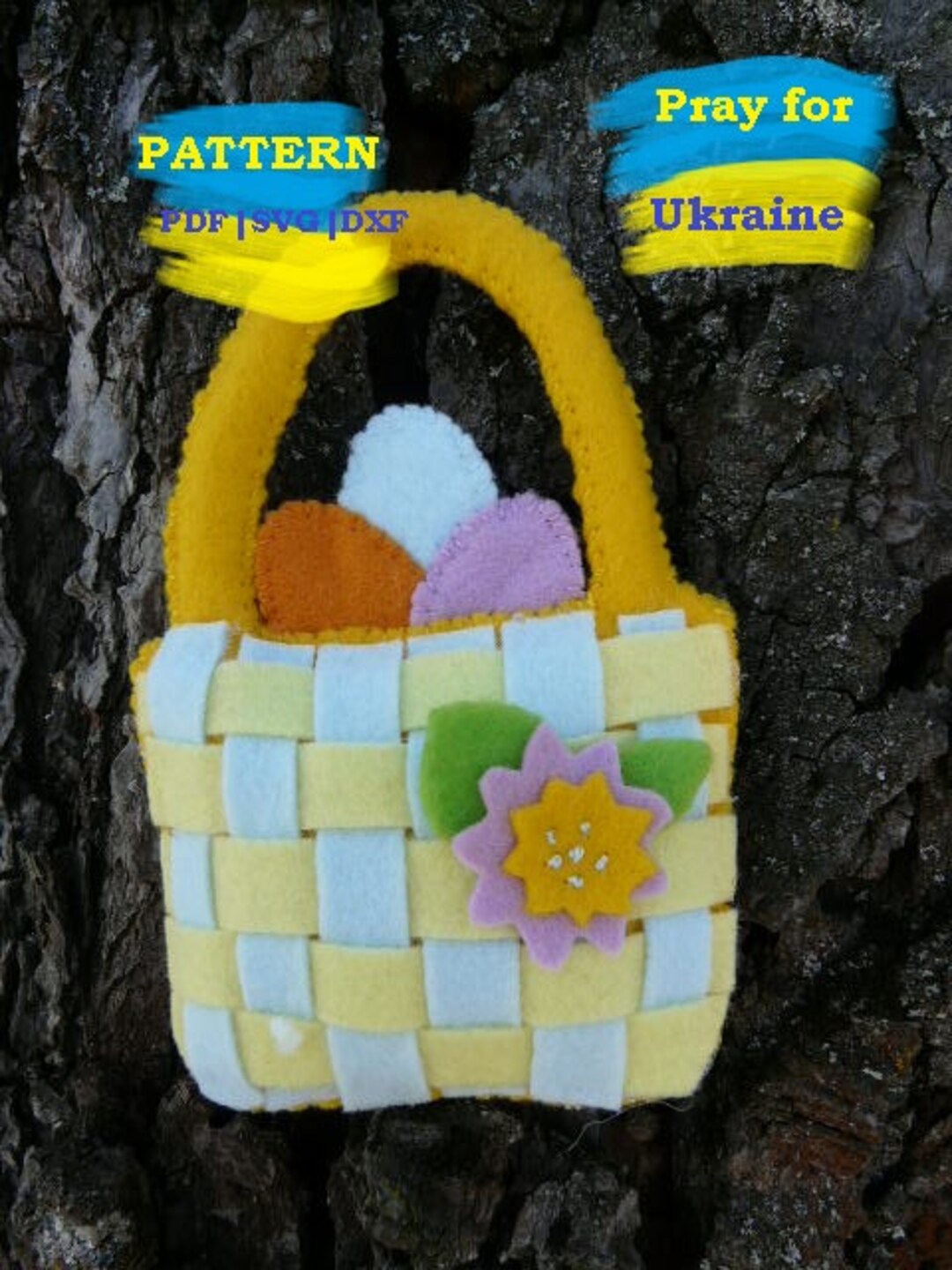 Easter Basket PDF Felt Sewing Pattern Easy Ornaments Easter Decoration ...