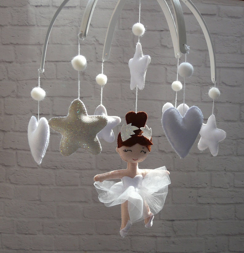 Ballerina Baby Crib Mobile White Felt Mobile Ballet Dancer Etsy