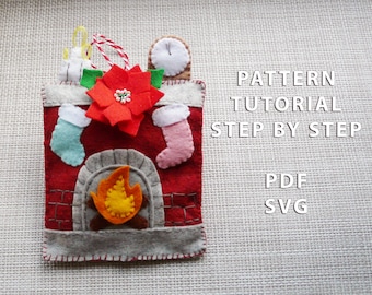 Fireplace ornament tutorial, Felt toy pattern, Christmas Sewing Pattern ornaments, PDF, Fireplace gift,Decoration, How to make a fireplace