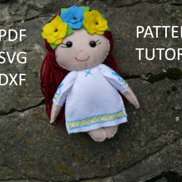 Ukrainian doll PDF Felt Sewing Pattern folk doll Fabric doll Native Ukrainian women girl pattern tutorial Decoration Digital