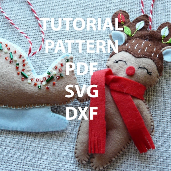 Felt pattern pdf, Deer toy Christmas Wreath Tutorial Santa's sleigh Sewing Pattern ornaments  Decoration Insta Digital felt