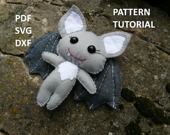 Bat toy Halloween PDF Felt Sewing Pattern Easy ornaments Halloween Decoration tutorial Garland felt Digital witch doll tutorial pattern toy
