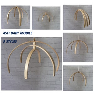 Custom Ash Wooden Baby Mobile, Cot Mobile Hanger, Nursery Mobile, Baby Shower Gift, Base DIY mobile,  Natural Wooden Kit