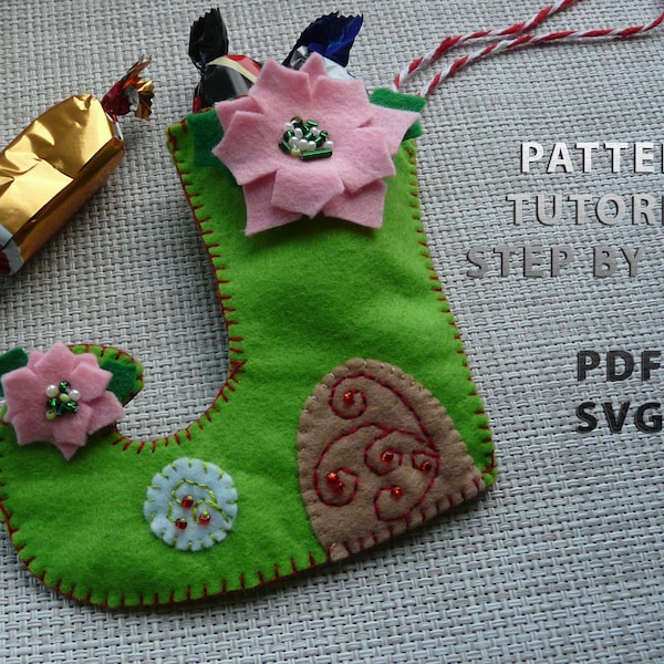 Pattern for Christmas ornaments, Christmas sock tutorial, Felt Christmas toy, Sewing Pattern ornaments PDF Digital Garland Decor Decoration