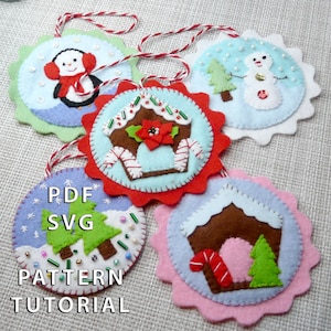 SET 5 Felt sewing Christmas toys tutorial, Ornaments Pattern, PDF, Garland, Decoration, Sewing patterns for Christmas