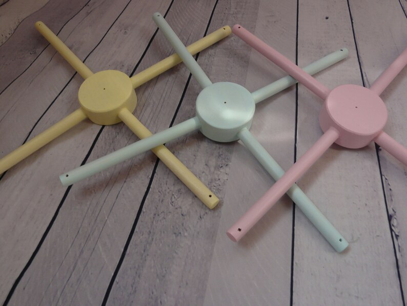 Wooden Mobile White Hanger Nursery Decor Mobile Crib Base DIY Etsy