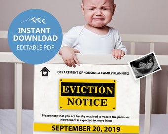 Editable Eviction Notice Baby Pregnancy Announcement for | Etsy