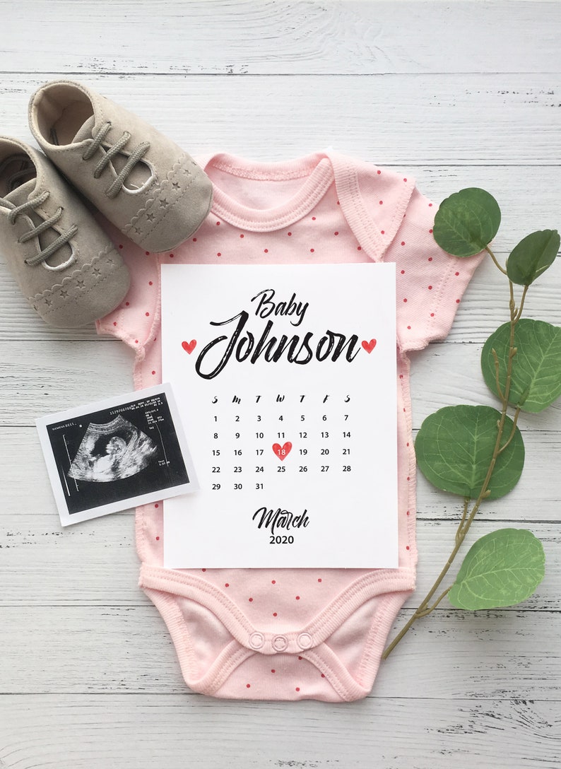 Personalized pregnancy announcement calendar Printable Etsy