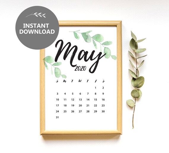 May 2020 Calendar Instant Download Pregnancy Announcement Etsy