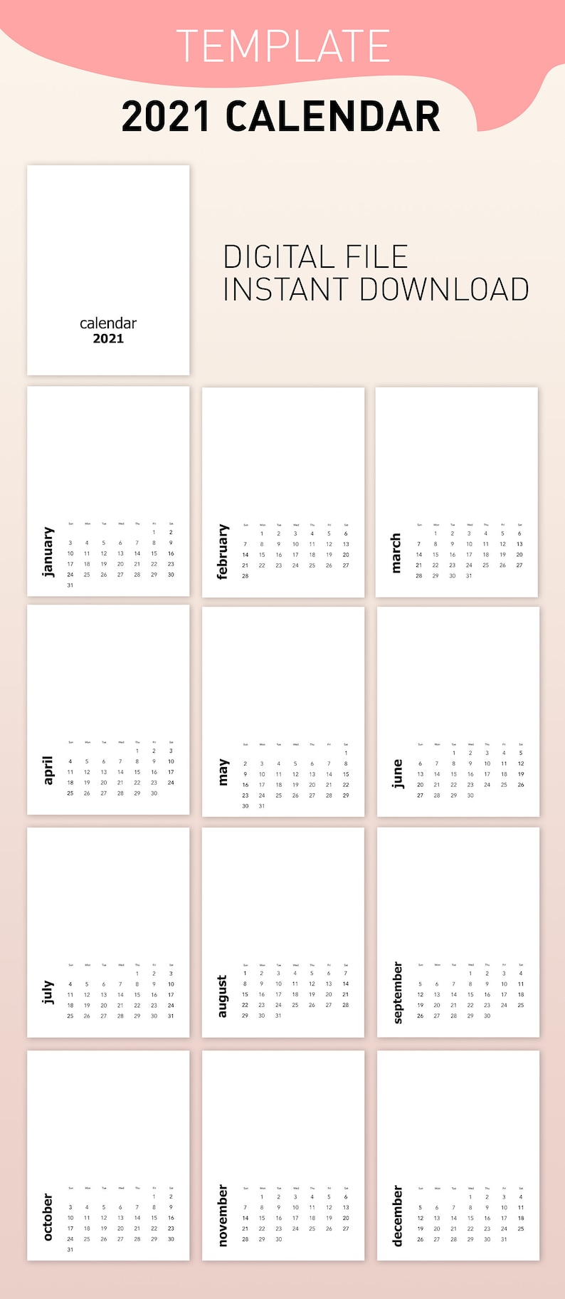 2021 DIY Photo Calendar Template printable blank calendar ...