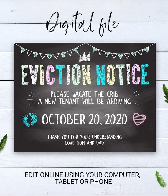 editable eviction notice baby pregnancy announcement for etsy