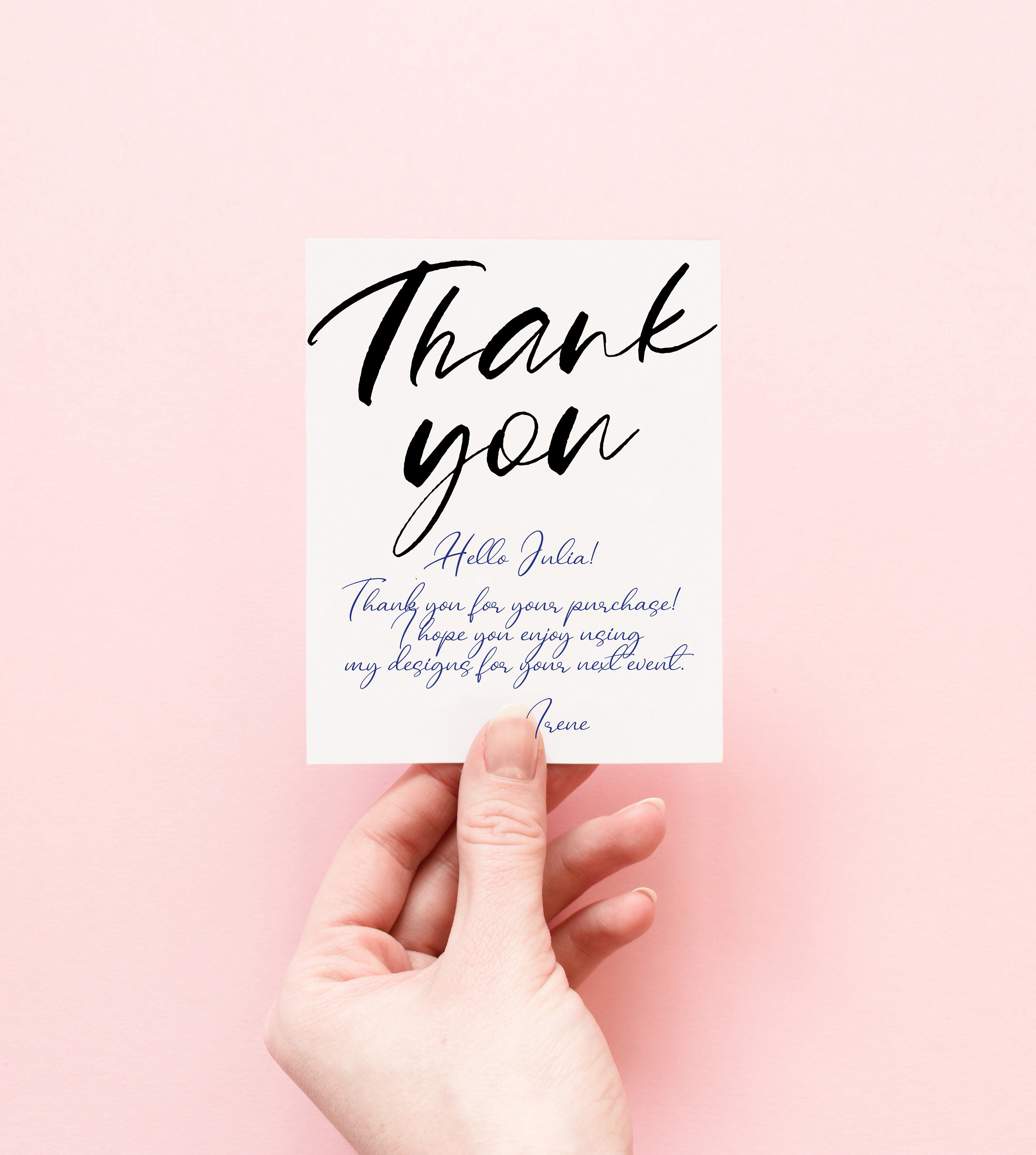 Editable Thank You Card with personalised handwritten note Etsy