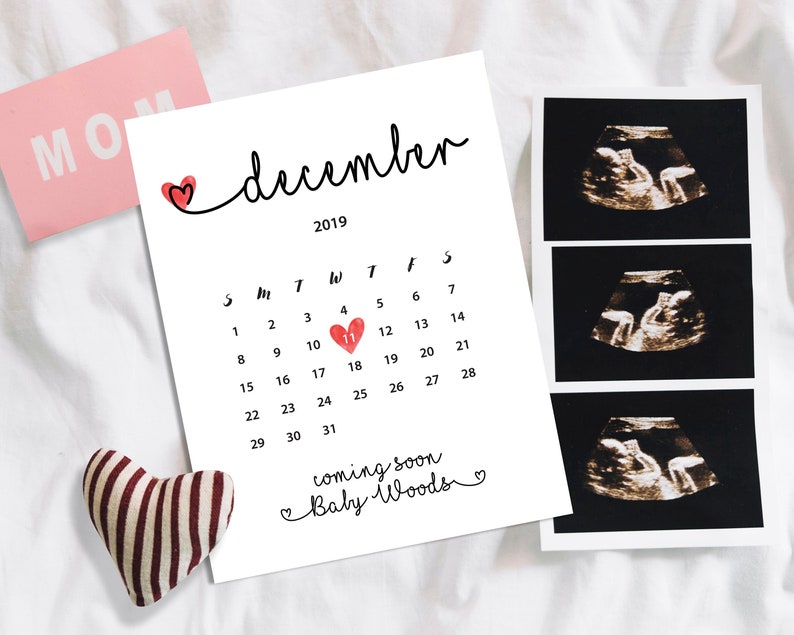 Second Baby Announcement Announce For Parents Personalized April Pregnancy Announcement Calendar Announcements Paper Party Supplies Decotazeen Com