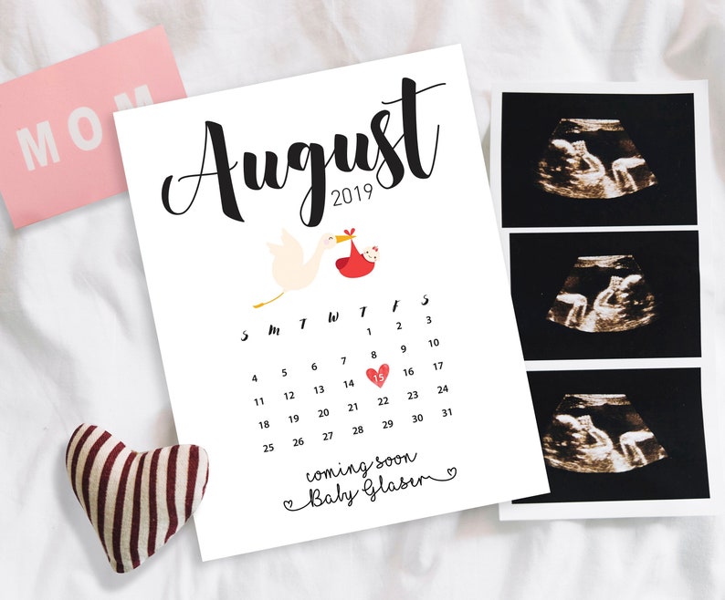 Pregnancy announcement Baby due date calendar Social mediа | Etsy