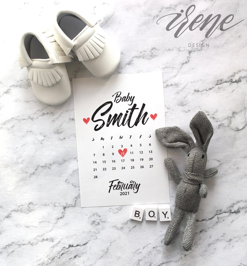 Download Personalized pregnancy announcement calendar Printable | Etsy