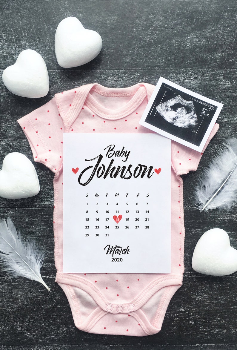 Download Personalized pregnancy announcement calendar Printable | Etsy