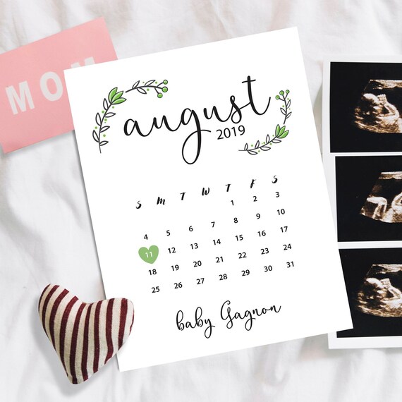 august 2019 pregnancy announcement baby due date calendar calendar pregnancy announcement