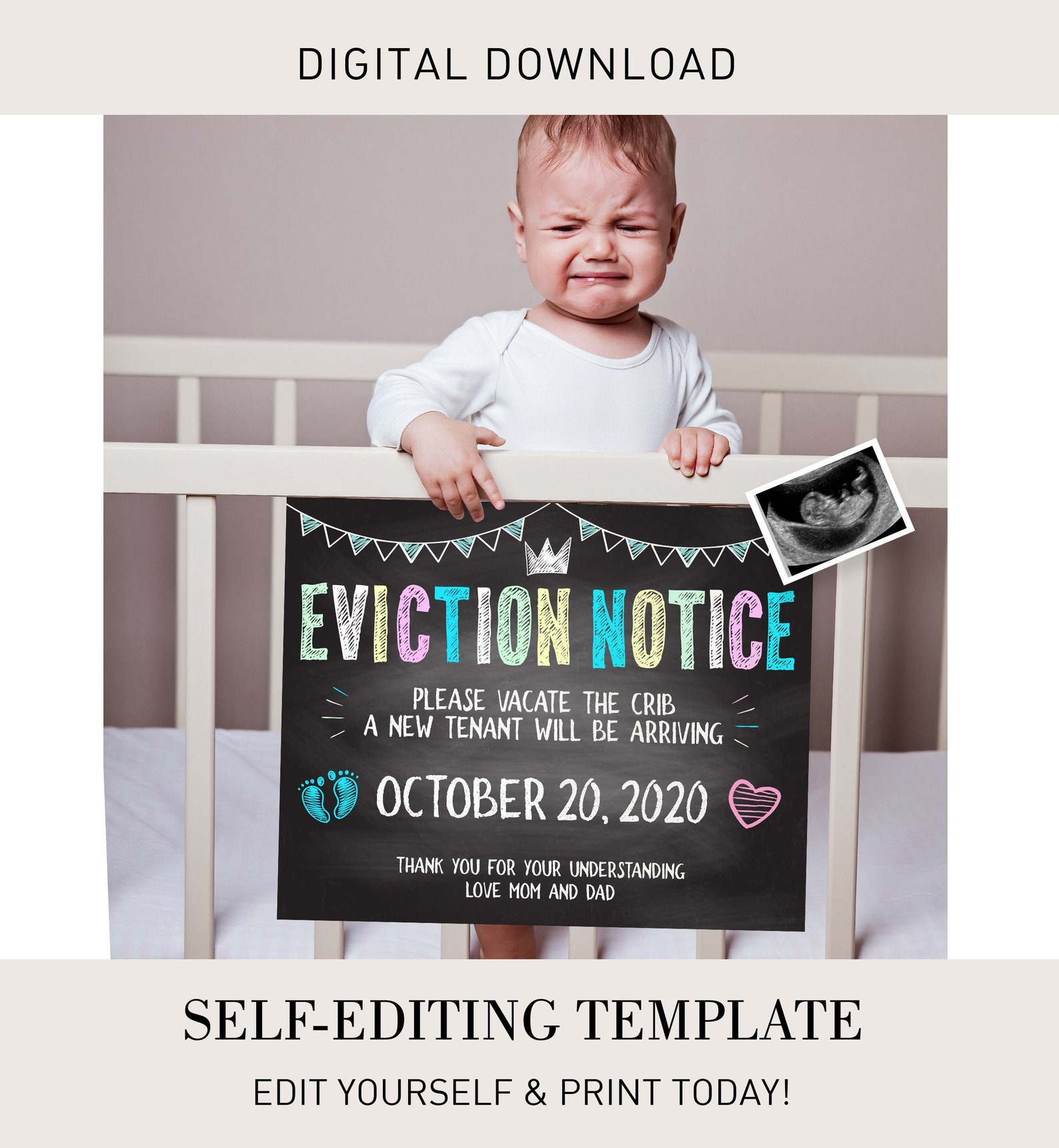 Eviction Notice Baby Announcement Printable