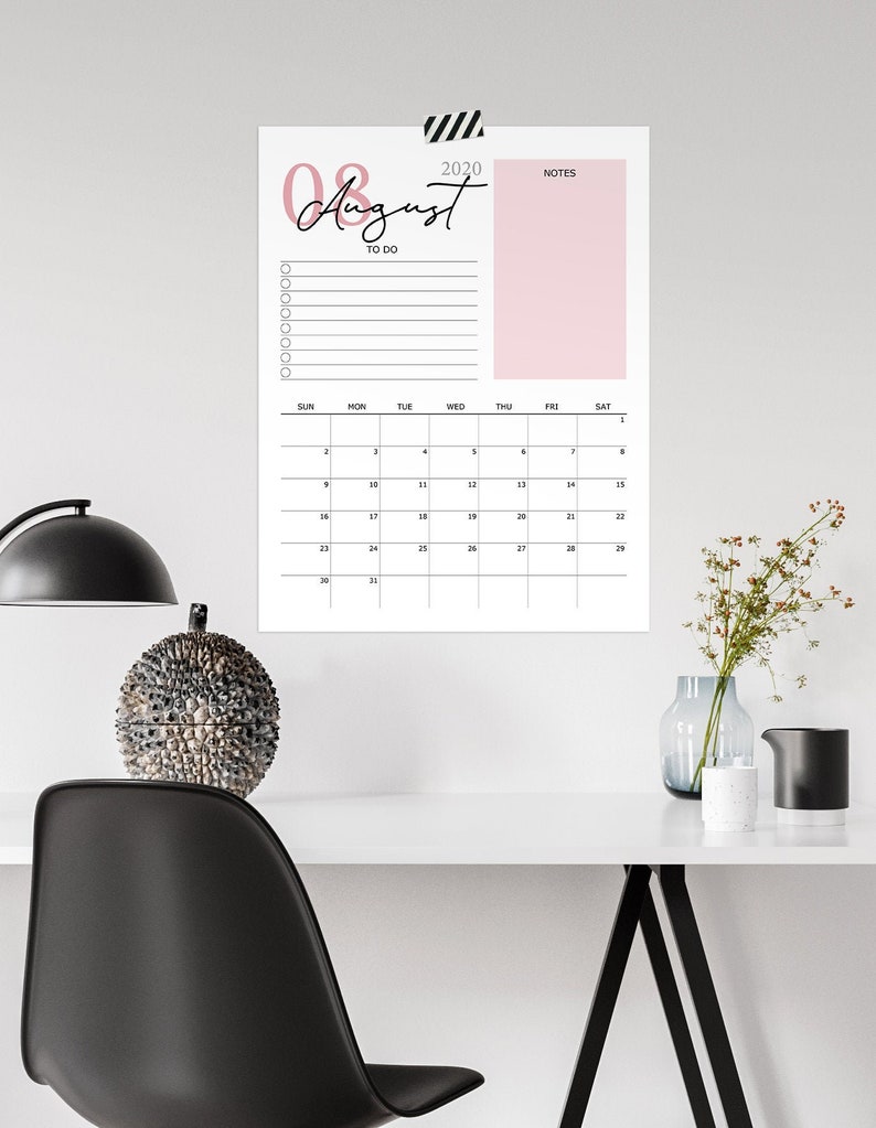 Printable Desk Pad Calendar 2020 School Year Calendar Etsy