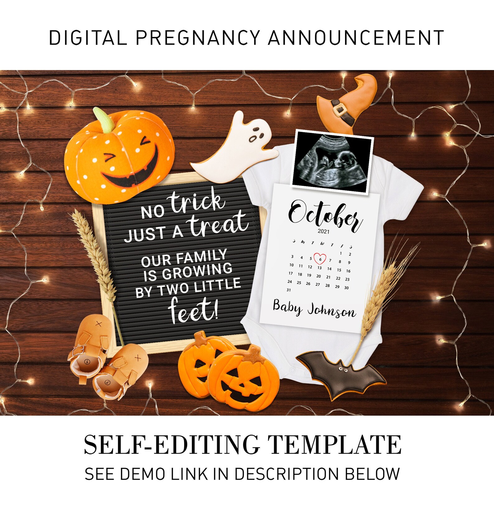 Halloween baby Announcement No trick just a treat our Family Etsy