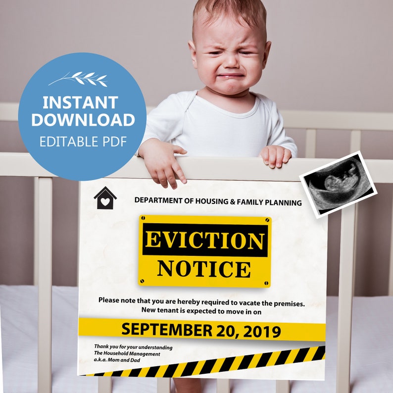 EDITABLE Eviction Notice Pregnancy Announcement for Sibling | Etsy