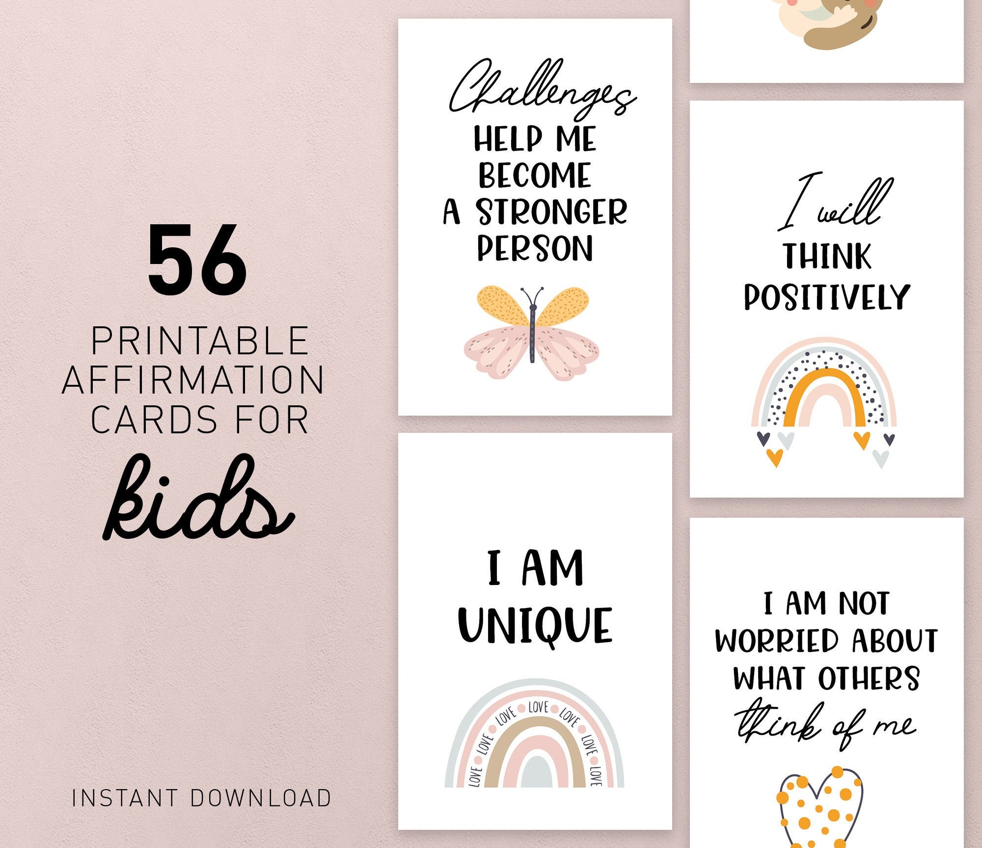 Printable Affirmations Cards For Kids 56 Positive Etsy