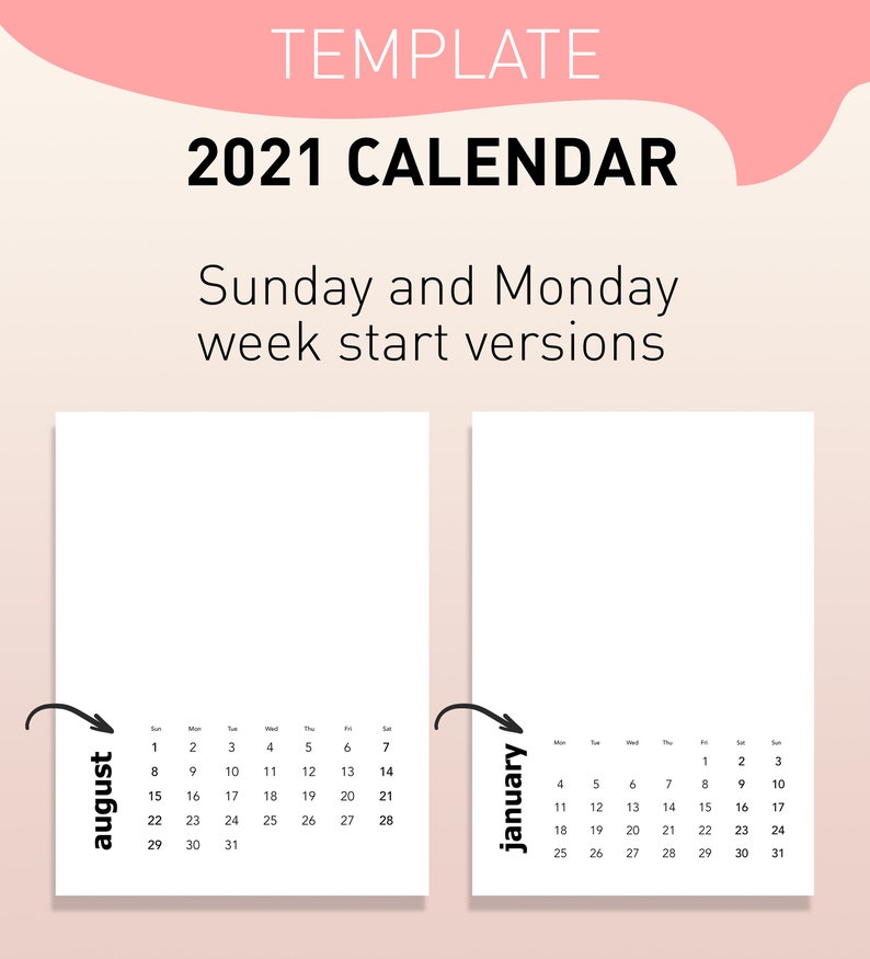2021 DIY Photo Calendar Template printable blank calendar