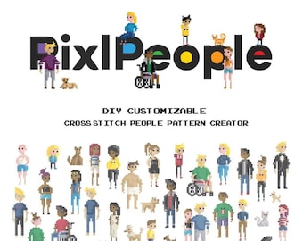 Cross Stitch People Book - Digital Download - Fully Customizable People - Embroidery People - Needlepoint - PixlStitch  PixlPeople