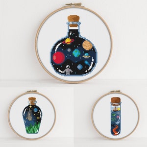 Magic Bottles Cross stitch Pattern Set - PDF Pattern - Space cross stitch - Ocean cross stitch - Fairytale Cross Stitch Pattern