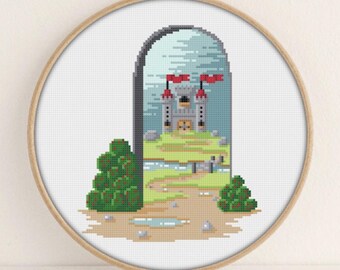 Doorway to the Medieval Cross stitch Pattern - PDF Pattern - Castle cross stitch - Magic cross stitch - Portal cross stitch PixlStitch