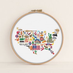 Amerika Kreuzstich Muster - PDF Stickvorlage - Amerika Stickmuster - Patriotische Kreuzstich - Karte Kreuzstich - USA xstitch